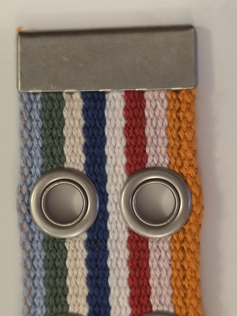 Retro Rainbow Cotton Webbing Belt Double Prong Buckle Unisex Womens XL 42